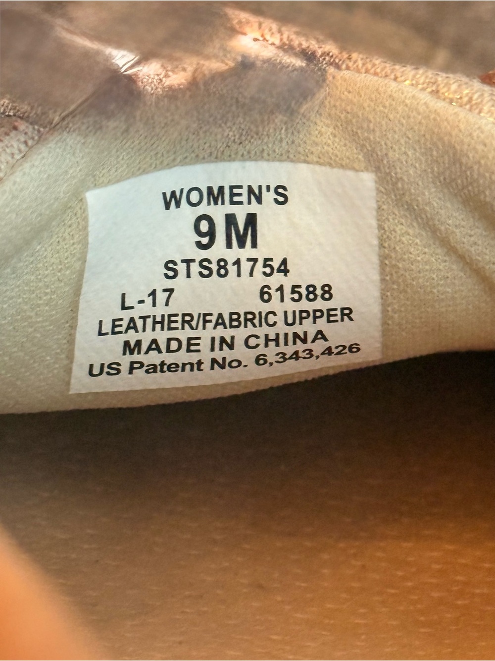 Sperry Tan and Light Beige w/ gold Leather-Canvas Boat Shoes size 9 - Picture 6 of 7